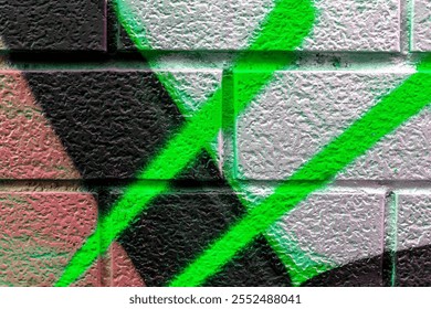 Art under ground. Beautiful street art graffiti background. The brick wall is decorated with abstract drawings house paint. Modern style urban culture of street youth. Abstract picture on wall - Powered by Shutterstock