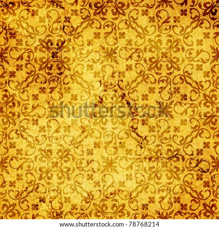 art vintage damask seamless pattern, golden background