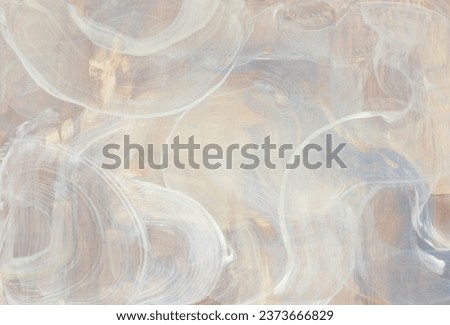 Art Watercolor and Acrylic hand drawn Wave smear blot painting. Abstract texture neutral beige pastel color stain background.