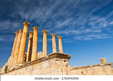 Artemis Or Diana Temple In Jerash Greco-Roman City Or Pompeii Of The East In Northern Jordan, The Middle East, Asia