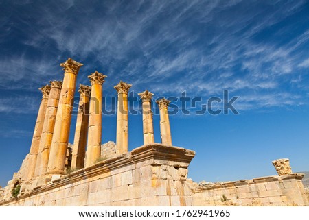 Artemis or Diana temple in Jerash Greco-Roman city or Pompeii of the East in northern Jordan, the Middle East, Asia