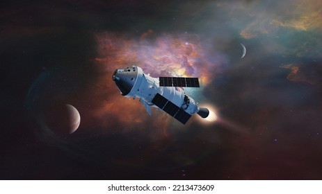 Artemis Space Program. Orion Spacecraft In Deep Space. Elements Of This Image Furnished By NASA.