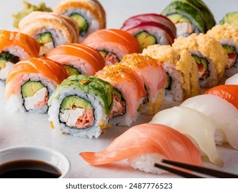 Artful Sushi Platter : A Vibrant Array of Colors and Flavors - Powered by Shutterstock