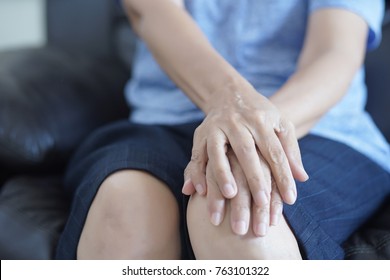 Arthritis Old Person And Elderly Woman Female Suffering From Pain At Home