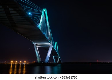 The Arthur Ravenel Bridge at night, in Charleston, South Carolina.