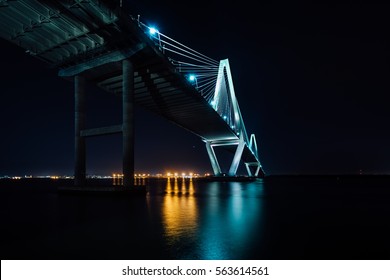 The Arthur Ravenel Bridge at night, in Charleston, South Carolina.