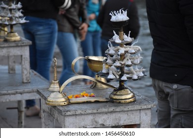 Arti Preparation At Triveni Ghat, Rishikesh 