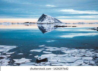 Artic Norway And Reflections In The Mountains