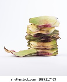 Artichoke Leaves On White Background.