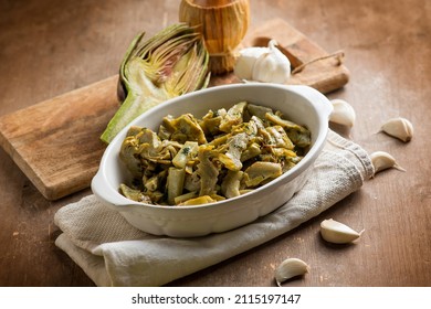 artichoke with olive oil garlic and parsley