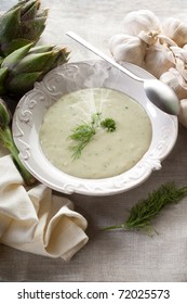 Artichoke Soup On Dish