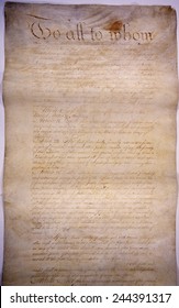 The Articles Of Confederation. The First Page Of Six Of The Nation's First Constitution Was A Confederation Of 13 Sovereign States Bound Loosely In A 'league Of Friendship' Was Created In 1781.