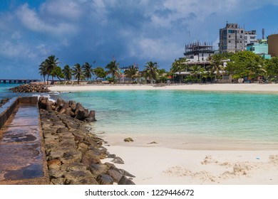 Artificial Beach In Male, Maldives.