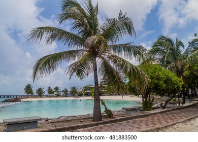 Artificial Beach In Male, Maldives.