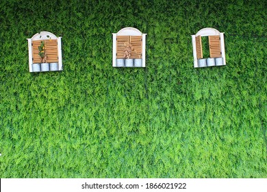 Artificial Fake Plant Wall Decoration Background.