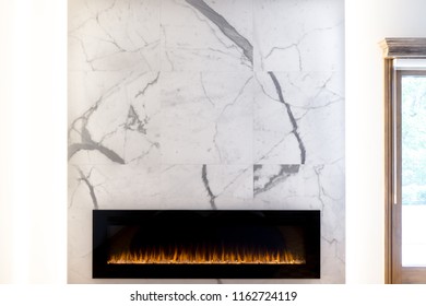 Artificial Fire Place With Marble Wall