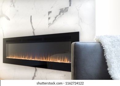 Artificial Fire Place With Marble Wall