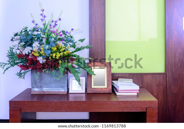 Artificial Flower Vase Photo Frame Books Stock Photo Edit Now