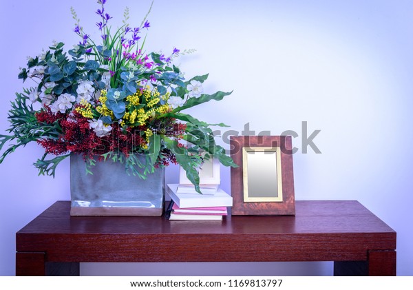 Artificial Flower Vase Photo Frame Books Stock Photo Edit Now