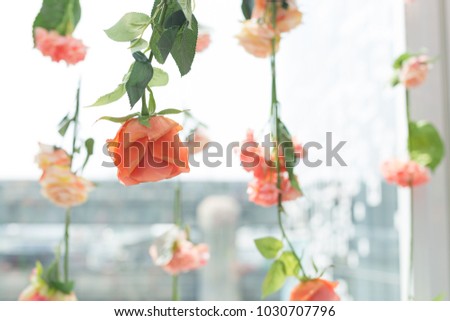 Artificial Flowers Hanging from Ceiling