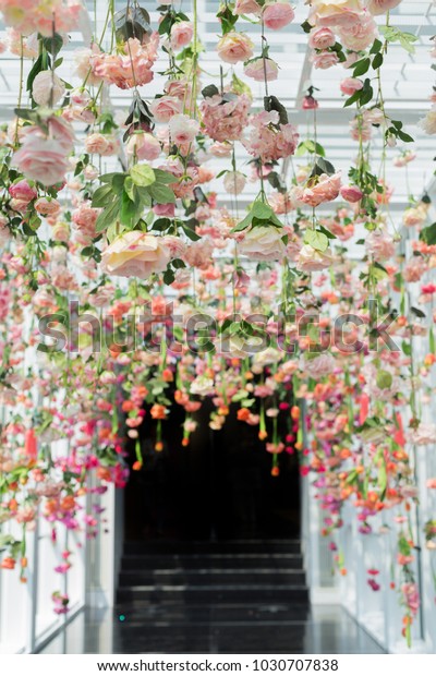 roses hanging from ceiling