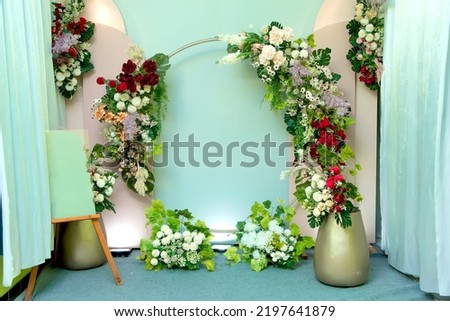 Artificial flowers or leaves made of plastic. Flower Accessories. Artificial flowers or leaves. Often used for wedding decorations or wedding backdrops.
