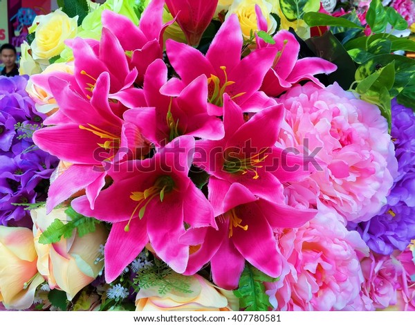 Artificial Flowers Made Decorate Living Room Stock Photo Edit Now