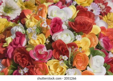 Artificial Flowers On A Parade Float