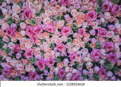 Artificial Flowers Wall for background