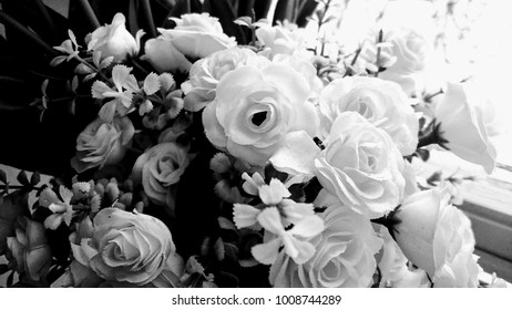 black and white artificial flowers