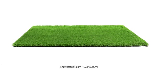 Artificial grass carpet on white background. Exterior element - Shutterstock ID 1234600096