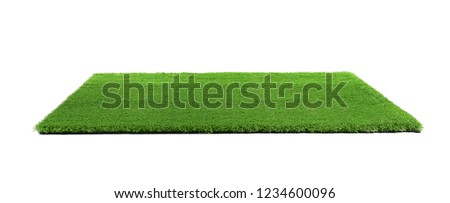 Artificial grass carpet on white background. Exterior element