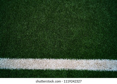 Artificial Grass Football Field & White Stripe - Close Up