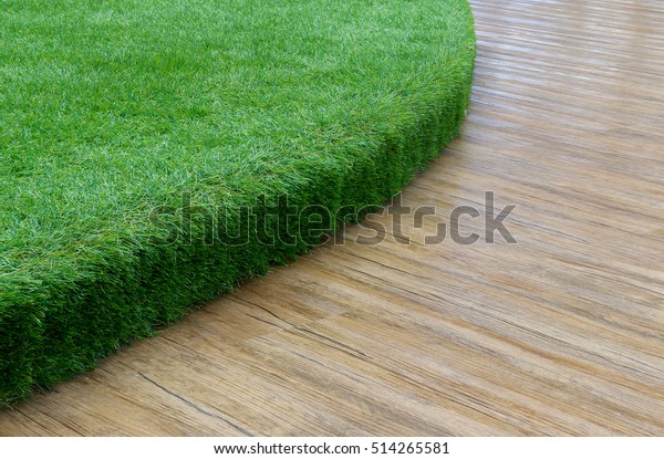 Artificial Grass Wooden Floor Texture Indoor Stock Photo Edit Now