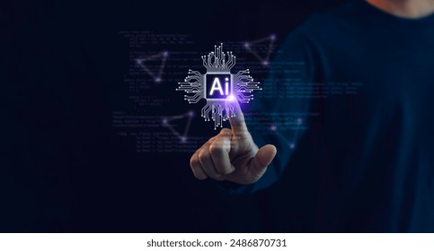 Artificial intelligence AI, circuit board in shape electronic, technology smart robot AI, artificial intelligence by enter command prompt for generates. - Powered by Shutterstock