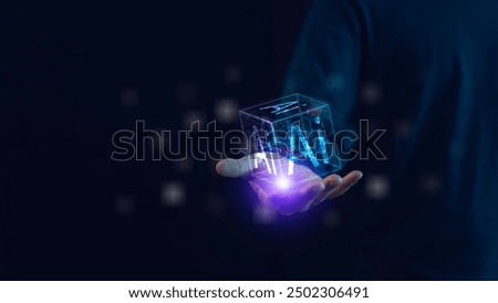 Artificial intelligence AI, circuit board in shape electronic, technology smart robot AI, artificial intelligence by enter command prompt for generates.