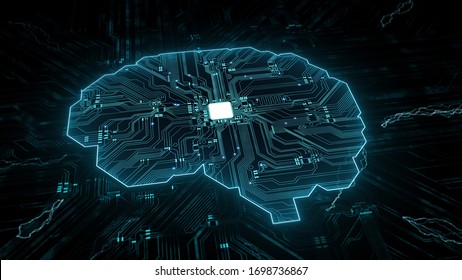 Artificial intelligence (AI), data mining, deep learning modern computer technologies. 
Futuristic Cyber Technology Innovation. 
Brain representing artificial intelligence with printed circuit board ( - Shutterstock ID 1698736867