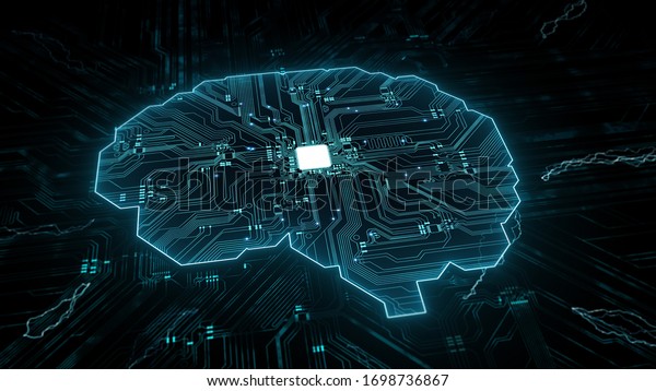 Artificial intelligence (AI), data mining, deep\
learning modern computer technologies. \
Futuristic Cyber\
Technology Innovation. \
Brain representing artificial intelligence\
with printed circuit board\
(