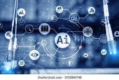 Artificial Intelligence. AI. Infographic illustration on fantastic computer center - Shutterstock ID 1935804748