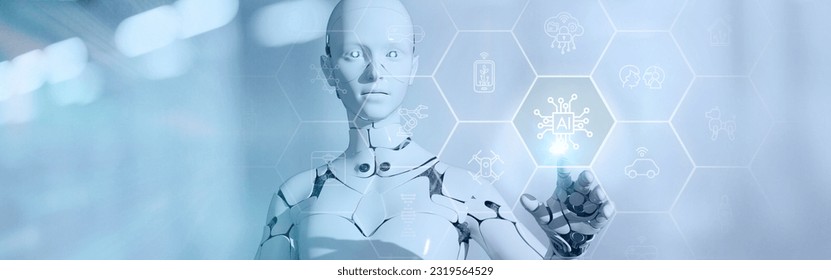 Artificial Intelligence (AI) Innovation concept. AI initiatives in various sectors such as internet of things,  finance, healthcare, business, marketing, security, automation, automobile, agriculture. - Powered by Shutterstock