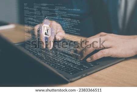artificial intelligence (AI) and software development. the interplay between programming, data analysis, and technology within a digital. a high-tech coding and data analysis in a cloud system.