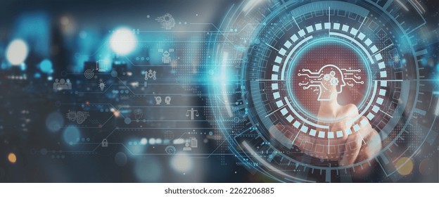 Artificial intelligence AI technology. Chatbot, robot application, conversation assistant, digital chatting concept. AI, Robot application and global connecting. Human feedback learning technology. - Shutterstock ID 2262206885