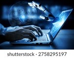 Artificial intelligence AI virtual assistant chatbot automates search and report with conversational chat support data for teams. LLM AI deep learning use generative AI for work support. NLP. Corpus