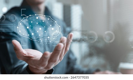 Artificial intelligence analytics technology. AI automation machine learning. Information data analysis. Neural network visualization tech. Digital integration. Romantic chatbot software developer.