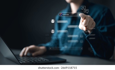 Artificial intelligence analytics technology. AI automation machine learning. Information data analysis. Neural network visualization tech. Digital integration. Romantic chatbot software developer.
