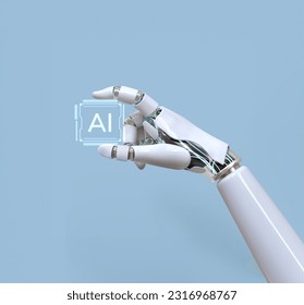 artificial intelligence, an andriod robot hand holds an artificial intelligence chip - Shutterstock ID 2316968767