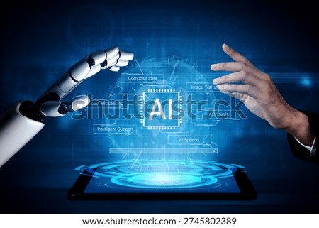 Artificial intelligence capability map showing text processing, speech, visual transformation and intelligent support in one system. Corpus