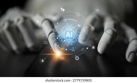 Artificial intelligence at the center of a connected ecosystem enabling automation, analytics, cloud computing and smart services. Corpus