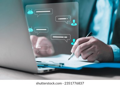 artificial intelligence chat AI robots research content write reports and scripts public relations, conversation assistant, automatic answering machine technology communication.