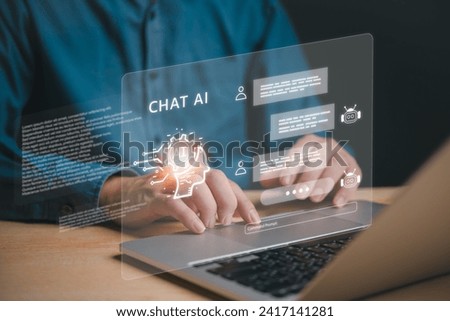 artificial intelligence chat AI robots research content write reports and scripts public relations, Command prompt, conversation assistant, automatic answering machine technology communication.